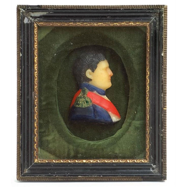 French School Miniature Polychrome Wax Relief Portrait of Napoleon