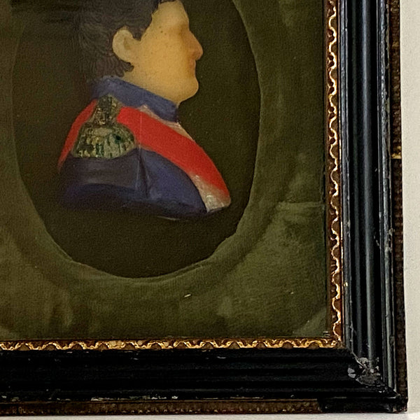 French School Miniature Polychrome Wax Relief Portrait of Napoleon