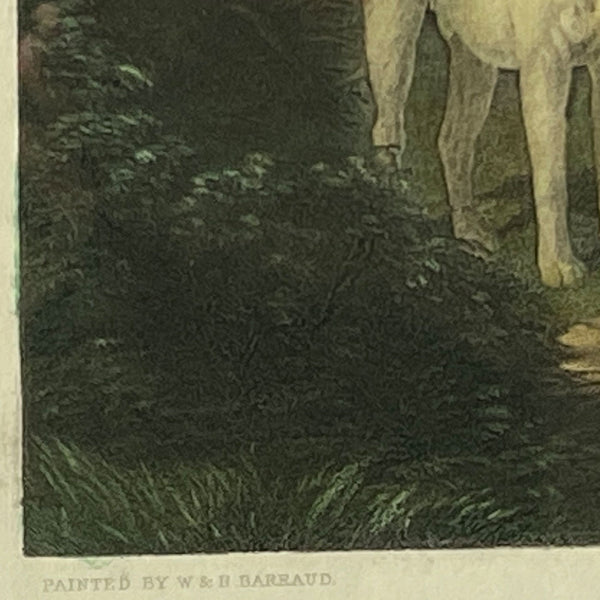 Pair EDWARD HACKER after BARRAUD Coloured Engravings Horse Hunting Scenes