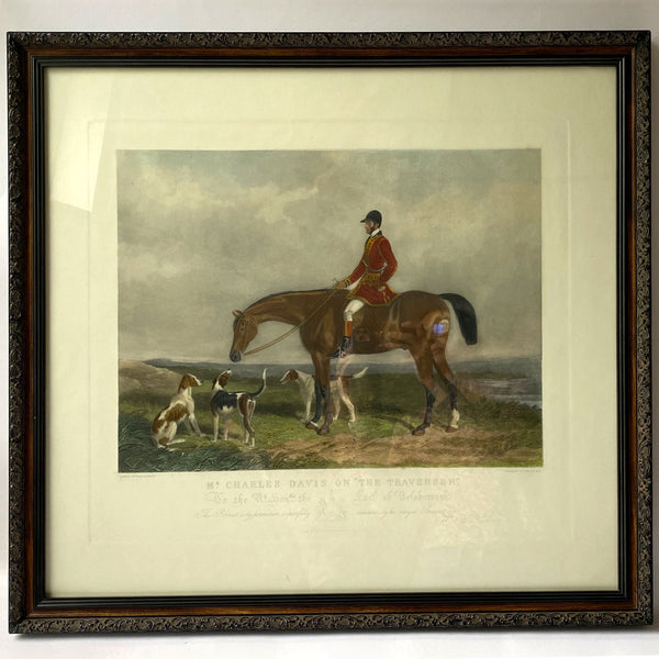 Pair EDWARD HACKER after BARRAUD Coloured Engravings Horse Hunting Scenes