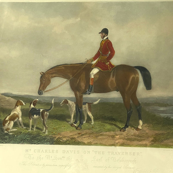 Pair EDWARD HACKER after BARRAUD Coloured Engravings Horse Hunting Scenes