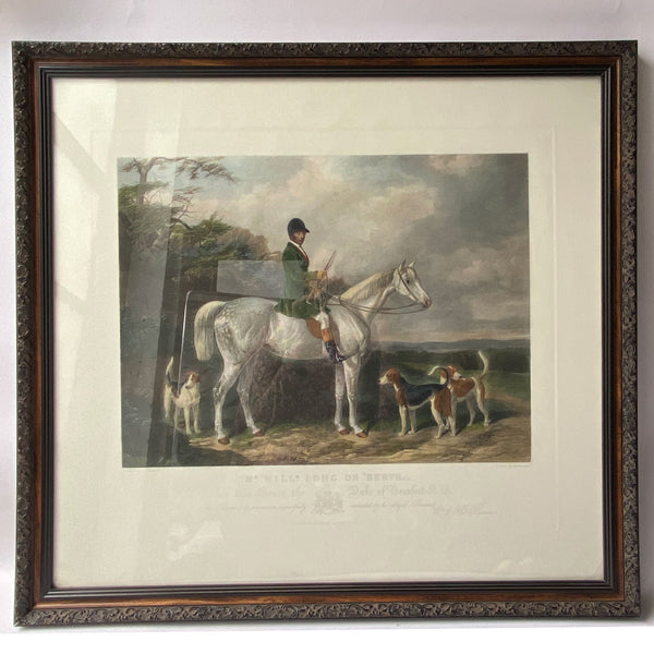 Pair EDWARD HACKER after BARRAUD Coloured Engravings Horse Hunting Scenes