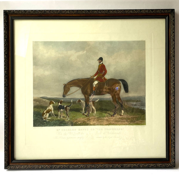 Pair EDWARD HACKER after BARRAUD Coloured Engravings Horse Hunting Scenes