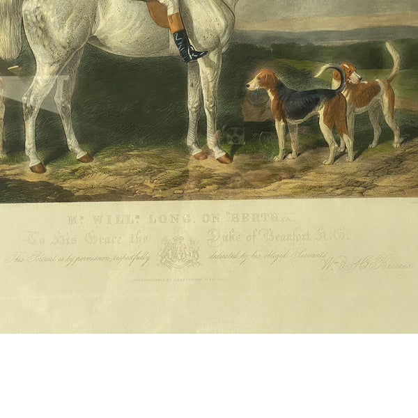 Pair EDWARD HACKER after BARRAUD Coloured Engravings Horse Hunting Scenes