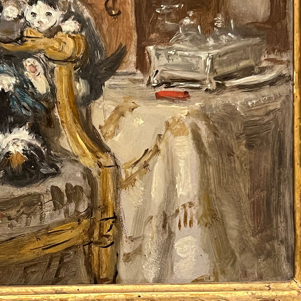 HENRIETTE RONNER-KNIP Oil on Board Painting, Kittens at Play