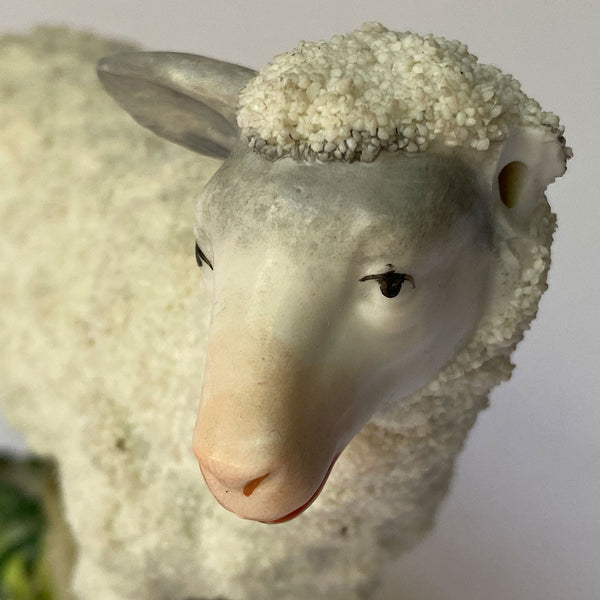 Set of Two German Porcelain Encrusted Sheep Figurines