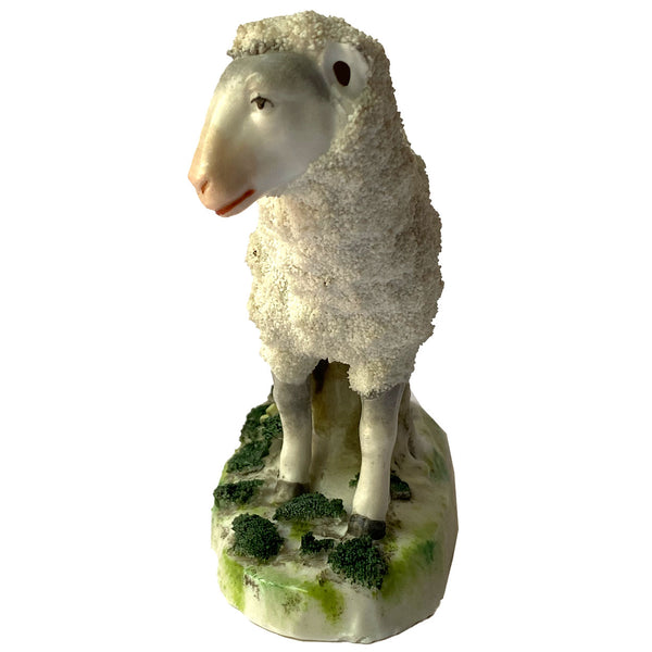 Set of Two German Porcelain Encrusted Sheep Figurines