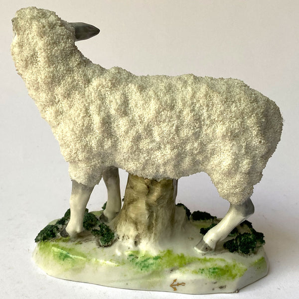 Set of Two German Porcelain Encrusted Sheep Figurines