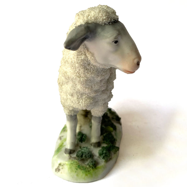 Set of Two German Porcelain Encrusted Sheep Figurines