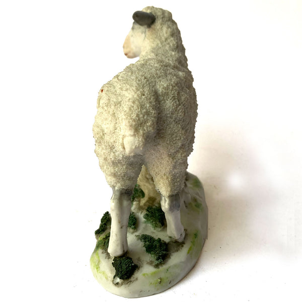 Set of Two German Porcelain Encrusted Sheep Figurines