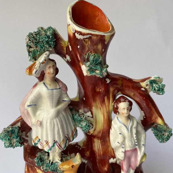 Lot 0465  | Two English Staffordshire Pottery Flatback Figural Groups of Courting Couples