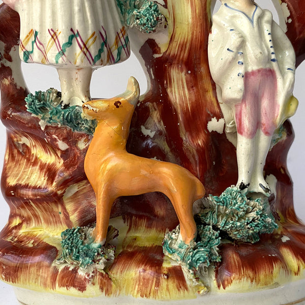 Lot 0465  | Two English Staffordshire Pottery Flatback Figural Groups of Courting Couples