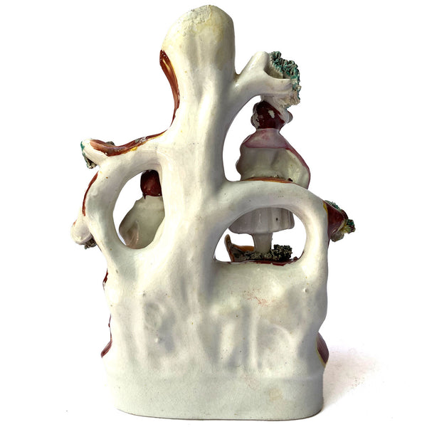 Lot 0465  | Two English Staffordshire Pottery Flatback Figural Groups of Courting Couples