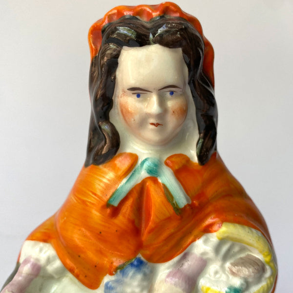 English Staffordshire Pottery Figure, Little Red Riding Hood