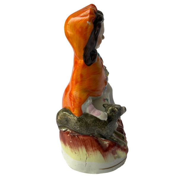 English Staffordshire Pottery Figure, Little Red Riding Hood