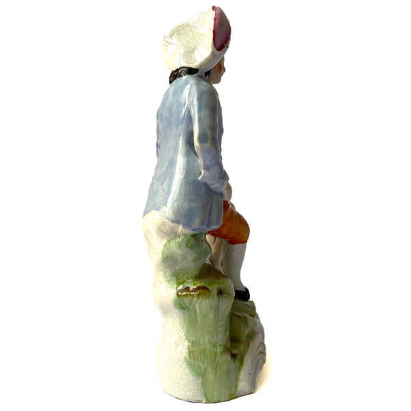 English Staffordshire Pottery Flatback Figural Group, Gentleman with a Dog