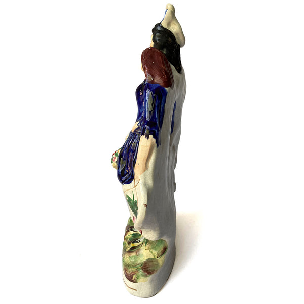 Large English Staffordshire Pottery Flatback Figural Group, A Gallant and his Sweetheart