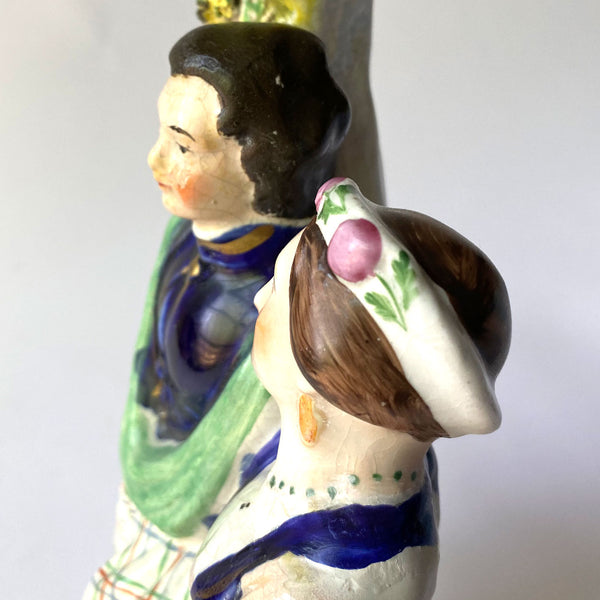 English Staffordshire Pottery Robert Burns and his Mary Flatback Spill Vase