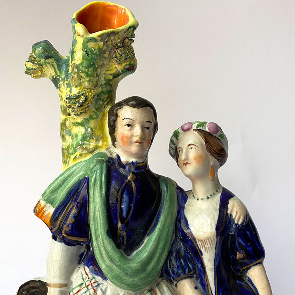 English Staffordshire Pottery Robert Burns and his Mary Flatback Spill Vase