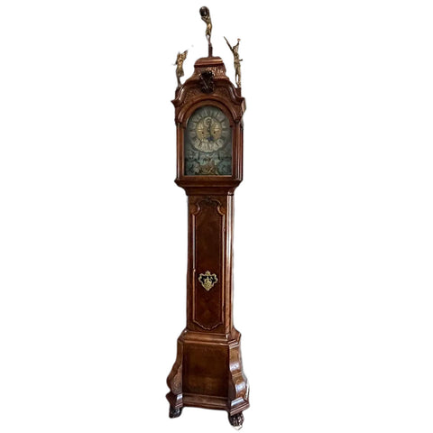 Dutch Daniel LeFera Haarlem Parquetry Burr Walnut Veneer Longcase Clock