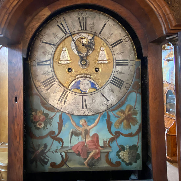 Dutch Daniel LeFera Haarlem Parquetry Burr Walnut Veneer Longcase Clock