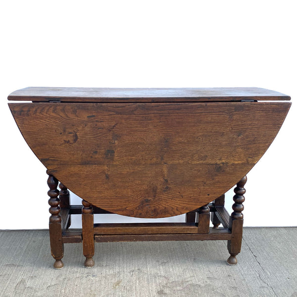 English Jacobean Oak Gateleg Dropleaf Oval Table