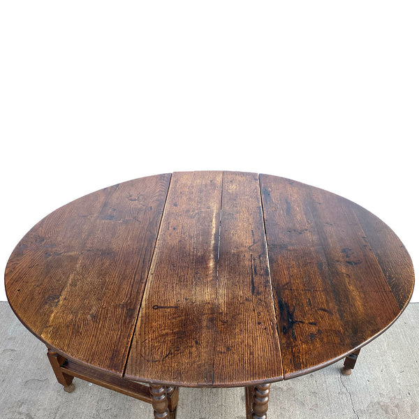English Jacobean Oak Gateleg Dropleaf Oval Table