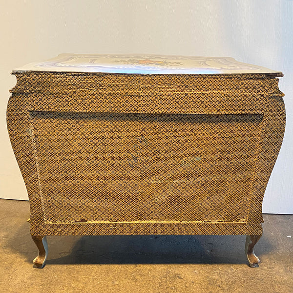 Pair Italian Venetian Gilt and Painted Pine Bombe Chest of Drawers