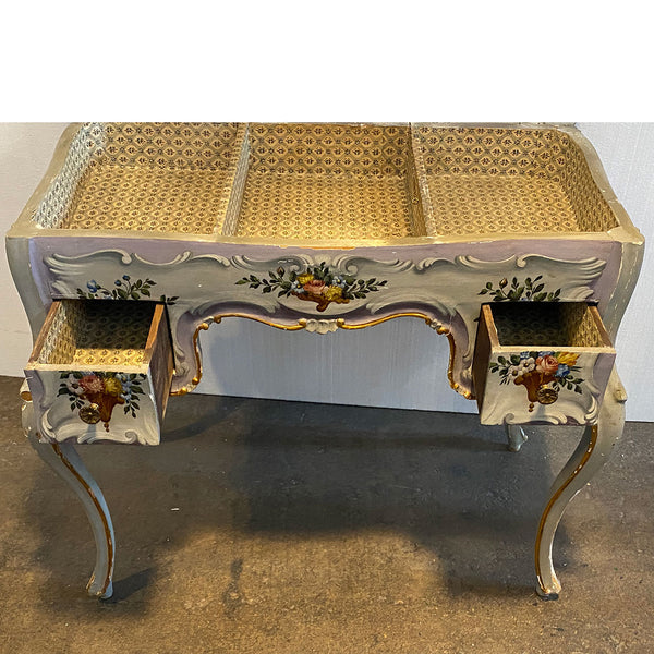 Italian Venetian Rococo Revival Painted Pine Writing Desk / Vanity Table