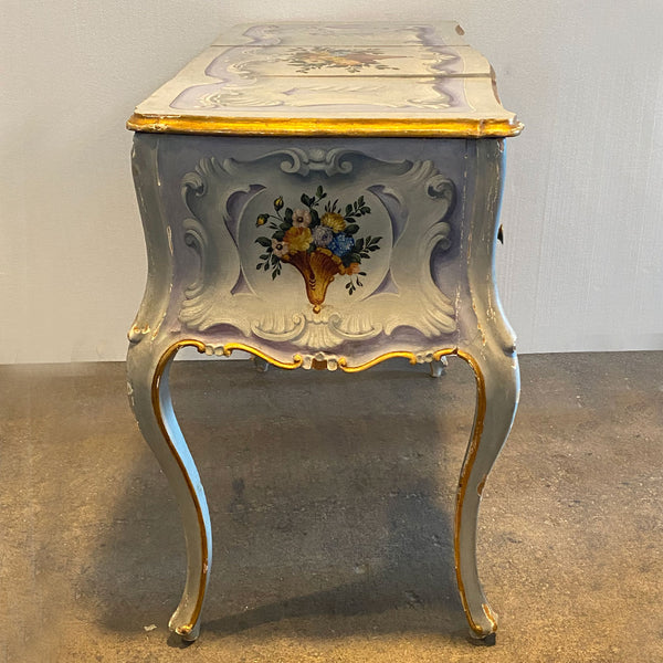 Italian Venetian Rococo Revival Painted Pine Writing Desk / Vanity Table