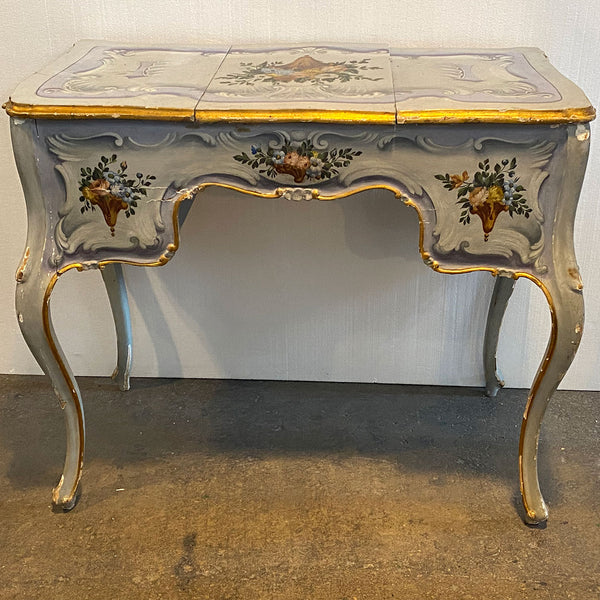 Italian Venetian Rococo Revival Painted Pine Writing Desk / Vanity Table