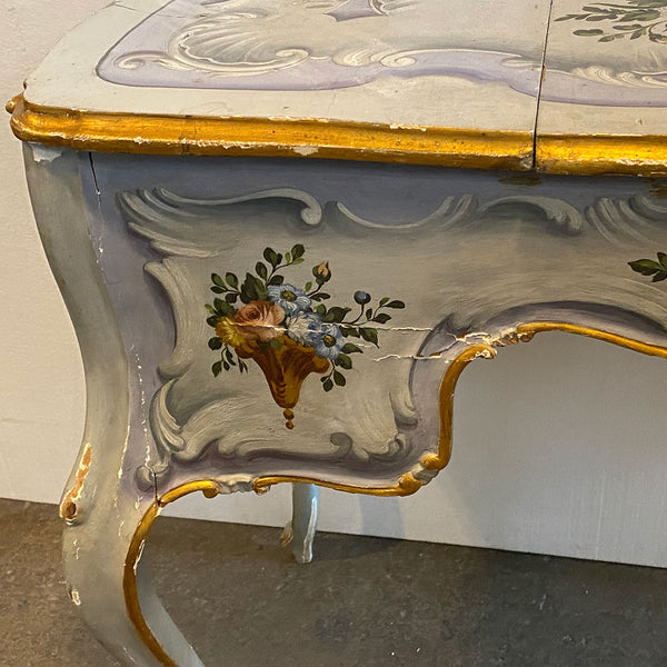 Italian Venetian Rococo Revival Painted Pine Writing Desk / Vanity Table