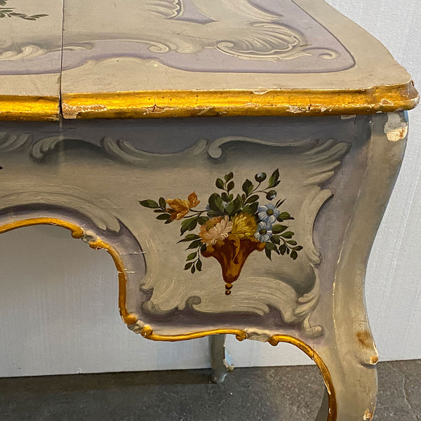 Italian Venetian Rococo Revival Painted Pine Writing Desk / Vanity Table