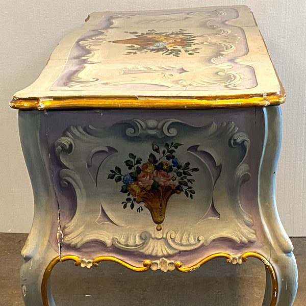 Italian Venetian Rococo Revival Painted Pine Writing Desk / Vanity Table