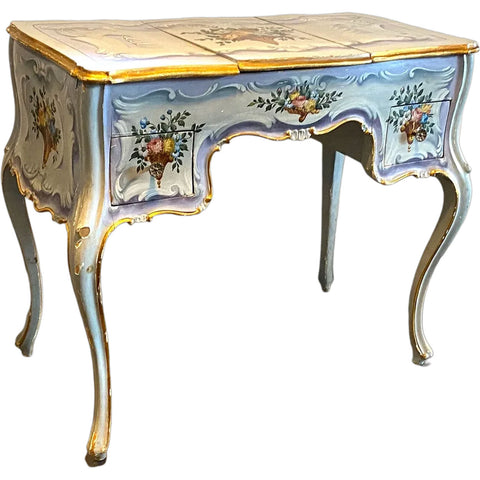 Italian Venetian Rococo Revival Painted Pine Writing Desk / Vanity Table