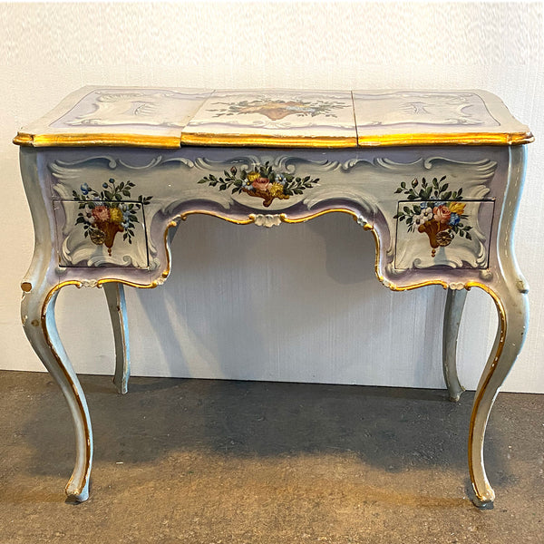 Italian Venetian Rococo Revival Painted Pine Writing Desk / Vanity Table