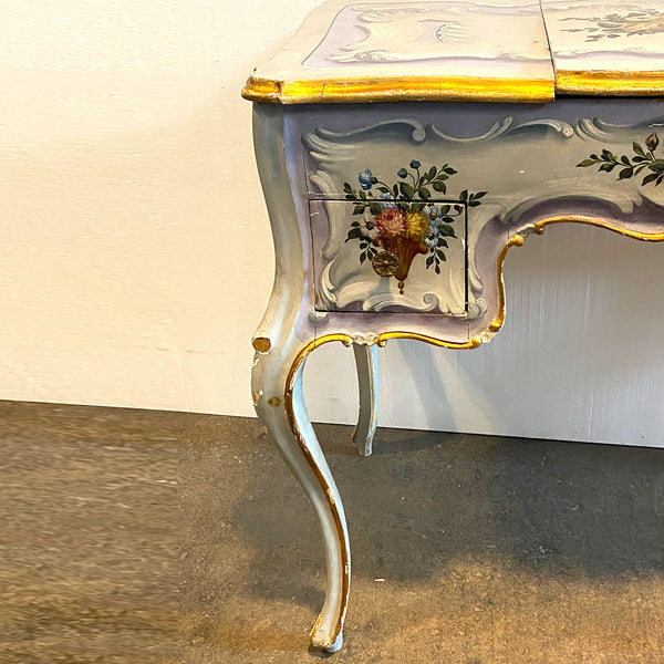 Italian Venetian Rococo Revival Painted Pine Writing Desk / Vanity Table