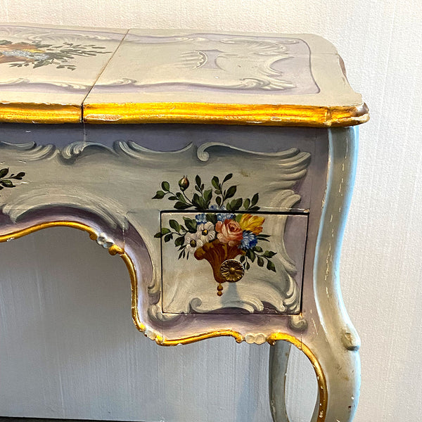 Italian Venetian Rococo Revival Painted Pine Writing Desk / Vanity Table