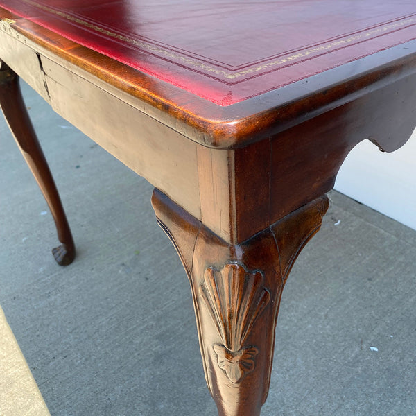 Irish Georgian Leather Top Mahogany Fold-Over Games Table