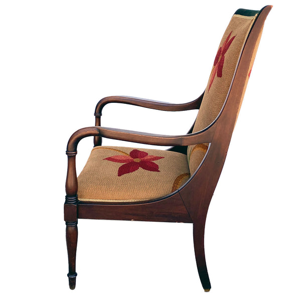 American Sheraton Revival Mahogany Nina Campbell Upholstered Lolling Armchair