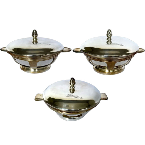 Three American International Silverplate UPRR Railroad Supreme Bowls and Lid (10 pieces)