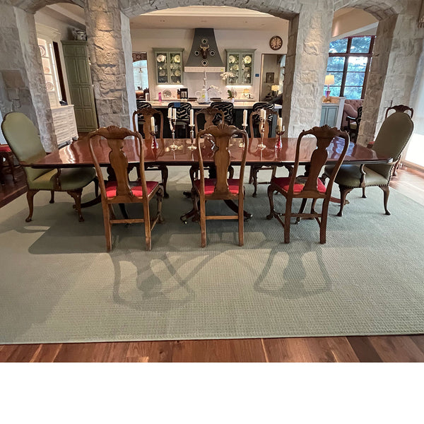 English George III Crossbanded Mahogany Triple Pedestal Dining Table