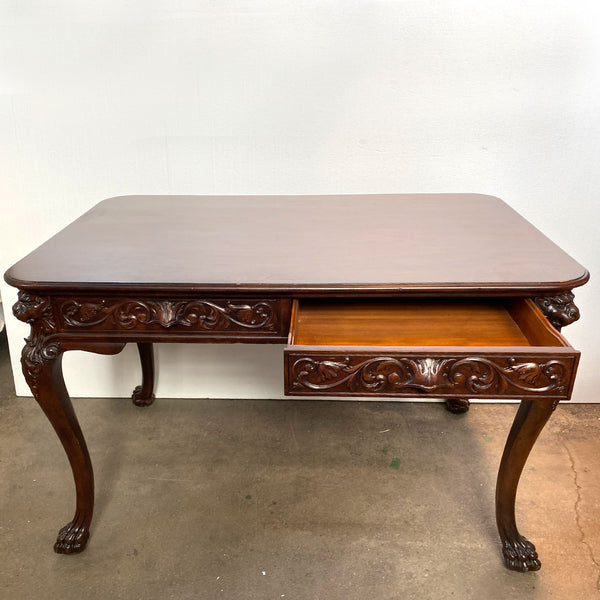 American Renaissance Revival Solid Mahogany Partner's Desk / Writing Table