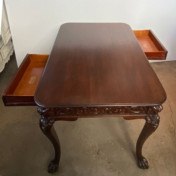 American Renaissance Revival Solid Mahogany Partner's Desk / Writing Table