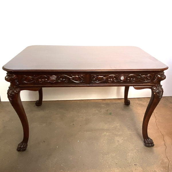 American Renaissance Revival Solid Mahogany Partner's Desk / Writing Table