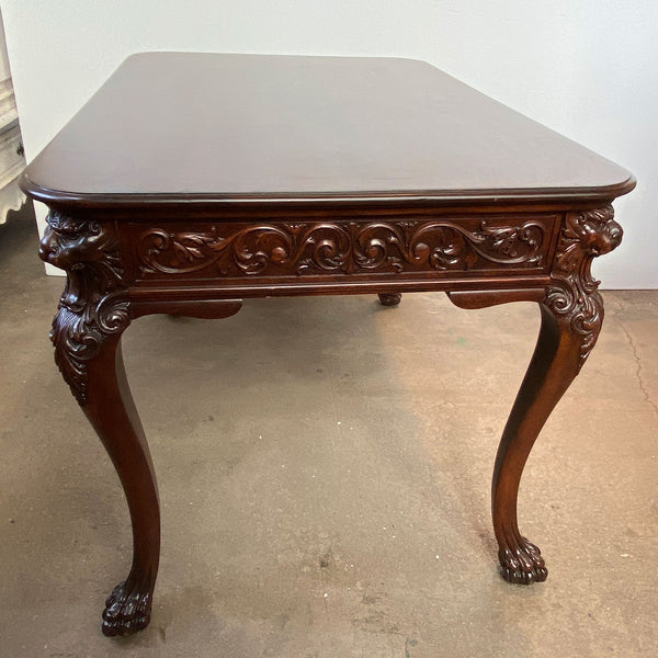 American Renaissance Revival Solid Mahogany Partner's Desk / Writing Table