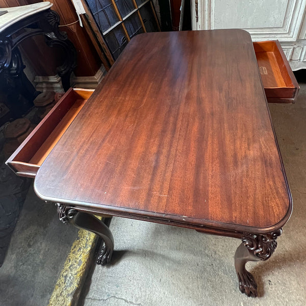 American Renaissance Revival Solid Mahogany Partner's Desk / Writing Table