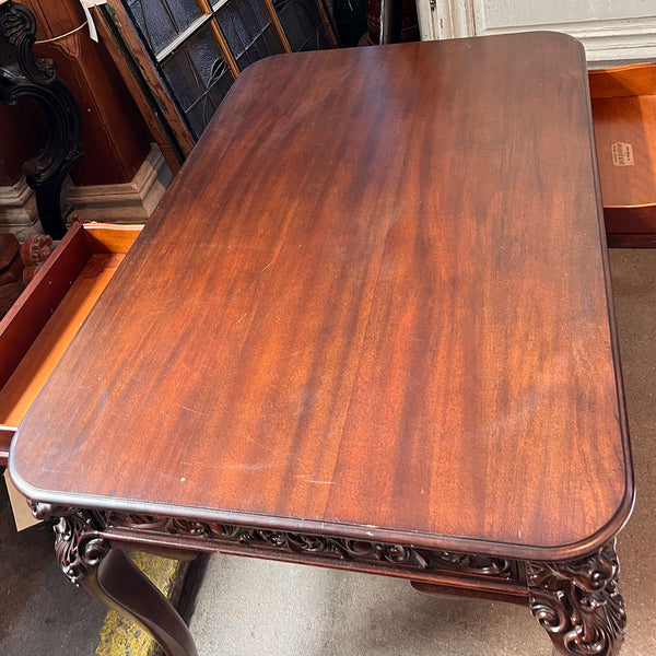 American Renaissance Revival Solid Mahogany Partner's Desk / Writing Table