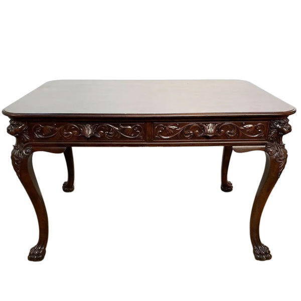 American Renaissance Revival Solid Mahogany Partner's Desk / Writing Table