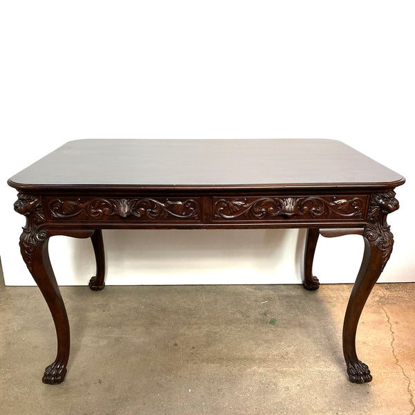 American Renaissance Revival Solid Mahogany Partner's Desk / Writing Table